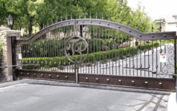 Double Iron gate with two LiftMaster CSW24UL gate operators on battlebornaccess.com